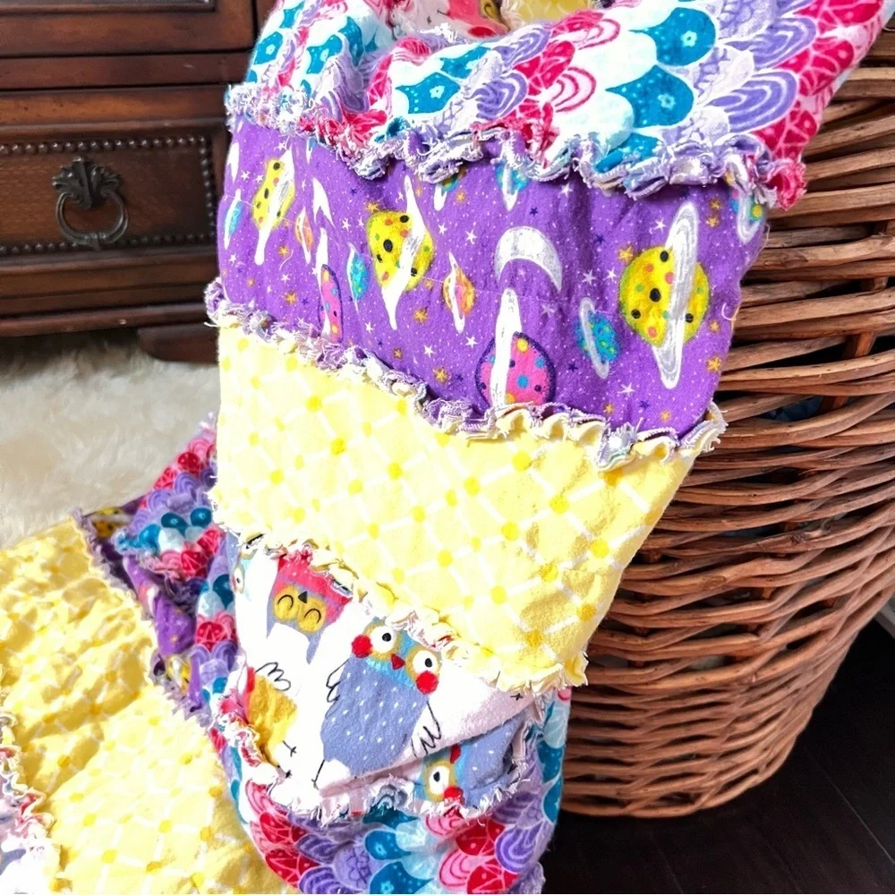 62”x66”Homemade Kids Rag Quilt.